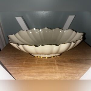 LENOX Vtg Bowl Symphony Collection Centerpiece Scalloped Edge Ivory Gold Trim